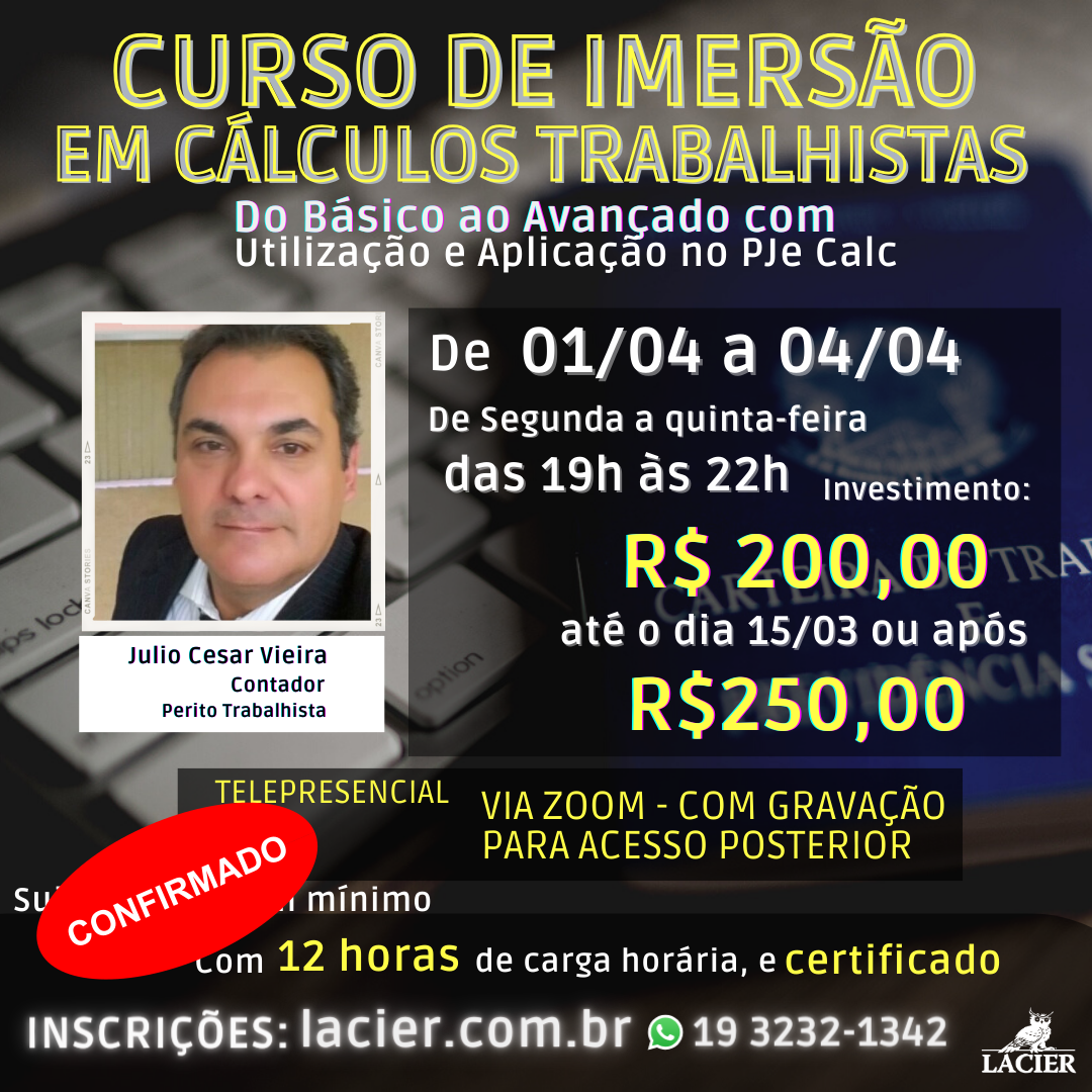 Curso de Imersão em Cálculos Trabalhistas